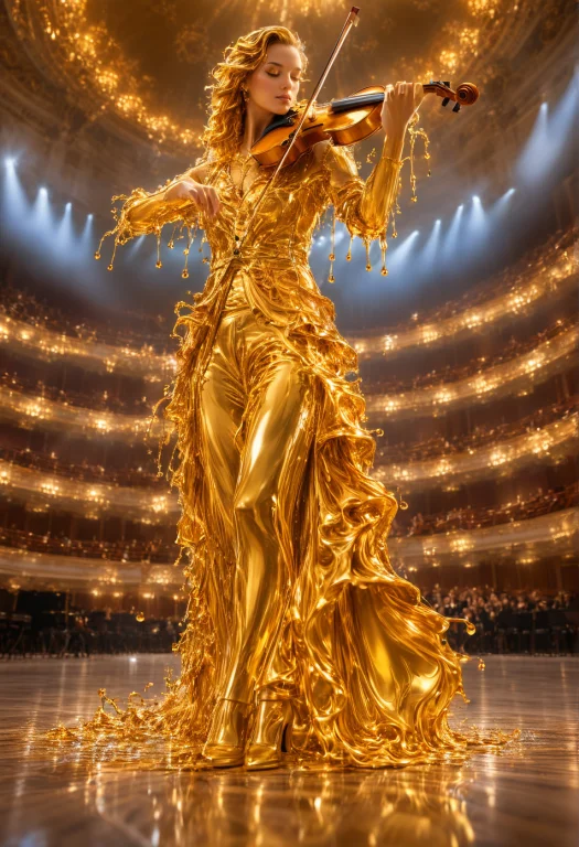 Masterpiece, Absurdres, Vibrant, A Violinist, Standing Portr...
