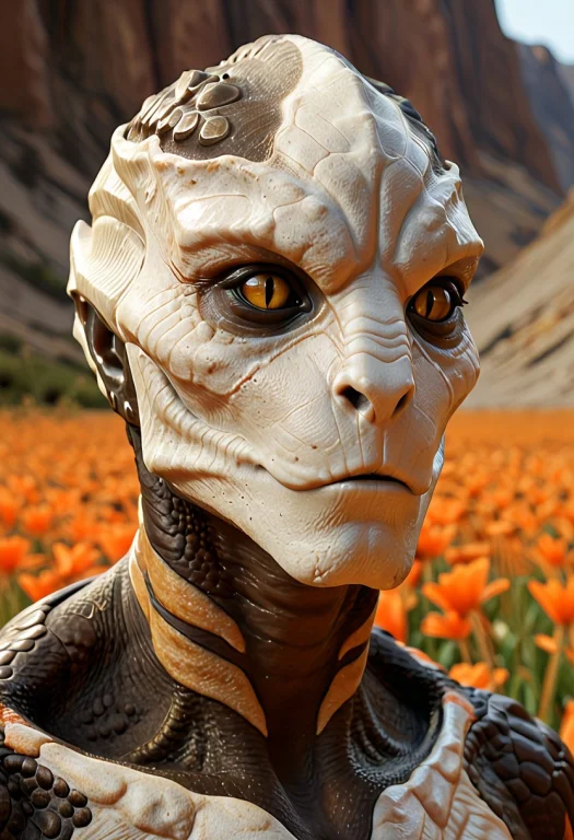 Photorealistic, Medium-full Shot, A Female Turian1.2. Alien,...