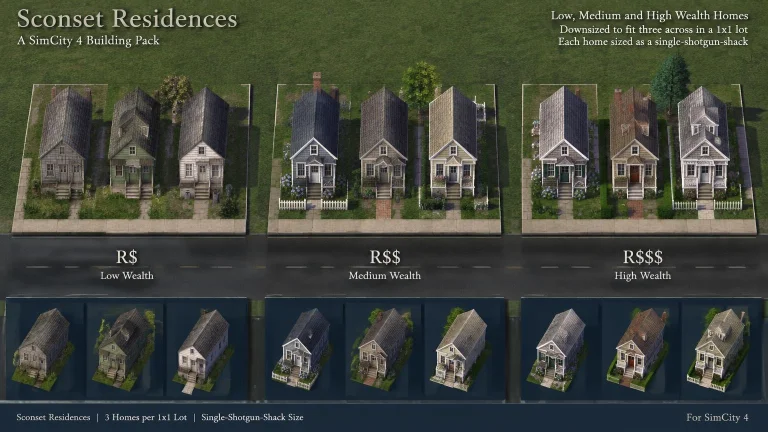 Sconset Residences, Simcity4 Buildings Pack Low-wealth Mediu...