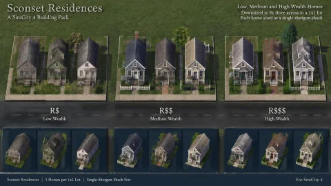 Sconset Residences, Simcity4 Buildings Pack Low-wealth Mediu... — Stable Diffusion AI Prompt: Sconset residences, SimCity4 buildings pack low-wealth medium-wealth and high-we...