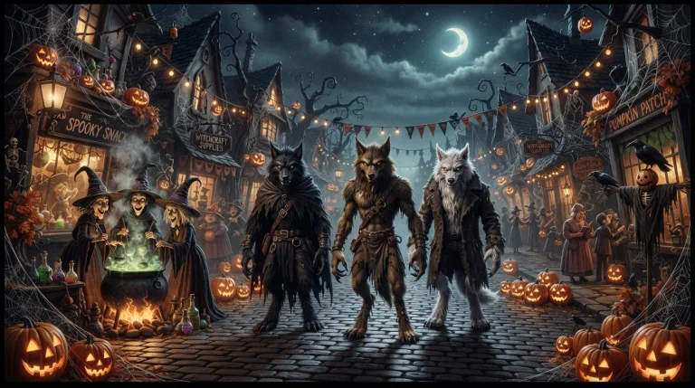 169 Cinematic Widescreen. Tim Burton Style. Nighttime. Werew...