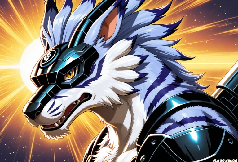 Garurumon, Anthro, Solo, Male, No Humans, Helmet, Coloring I...