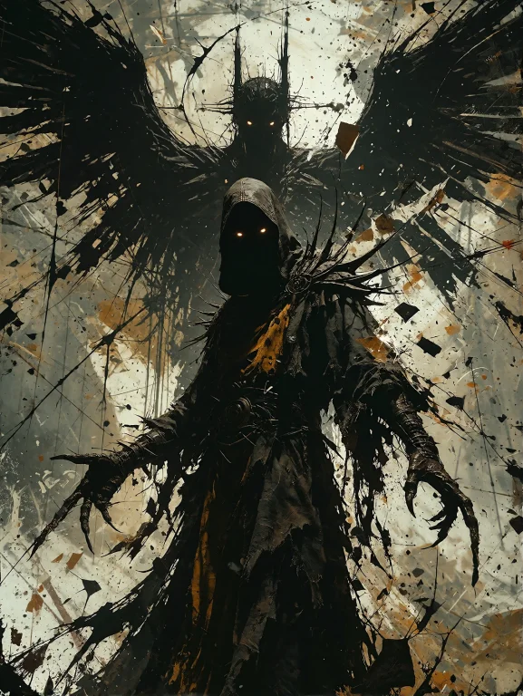 An Expressionist Cosmic Horror Artwork With Mixed-media Grun...
