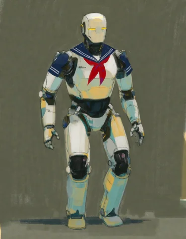 Stylized, Color Sketch, , Parts Decorated Like Jk — Stable Diffusion AI Prompt: stylized, color sketch, 家用人形機器人, parts decorated like jk