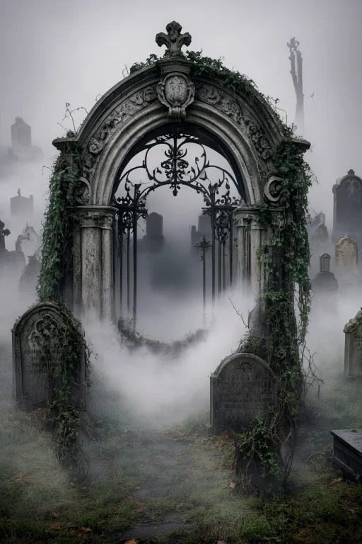 Transform The Entire Image Into A Photo Of A Haunting Gravey...