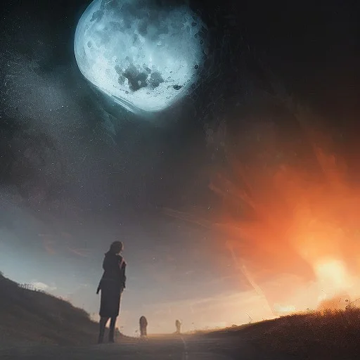 Cinematic Surreal Sci-fi Night Scene With A Strong Blueish H...