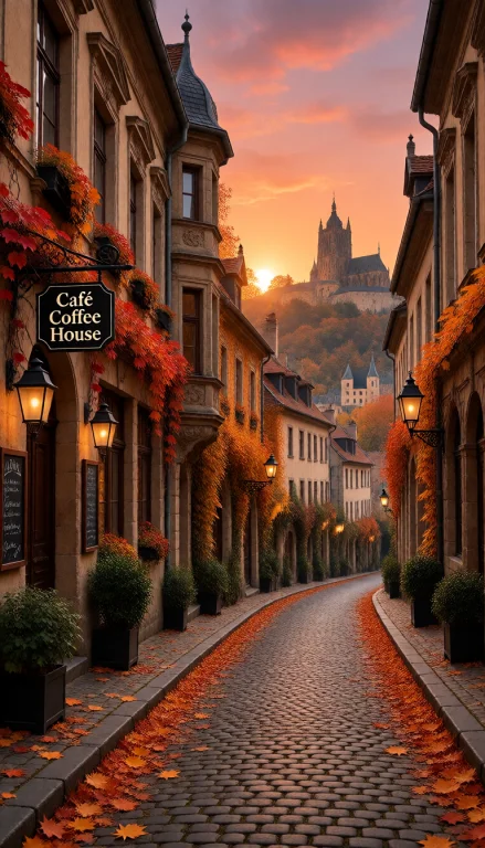 This Photograph Captures A Picturesque Cobblestone Street In...