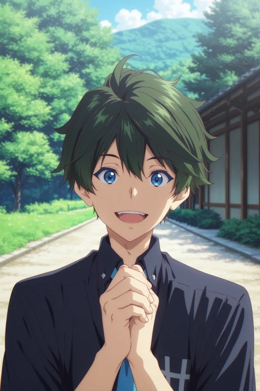 Haruhiko Ichijo, Green Hair, Blue Eyes, School Uniform, Blue...
