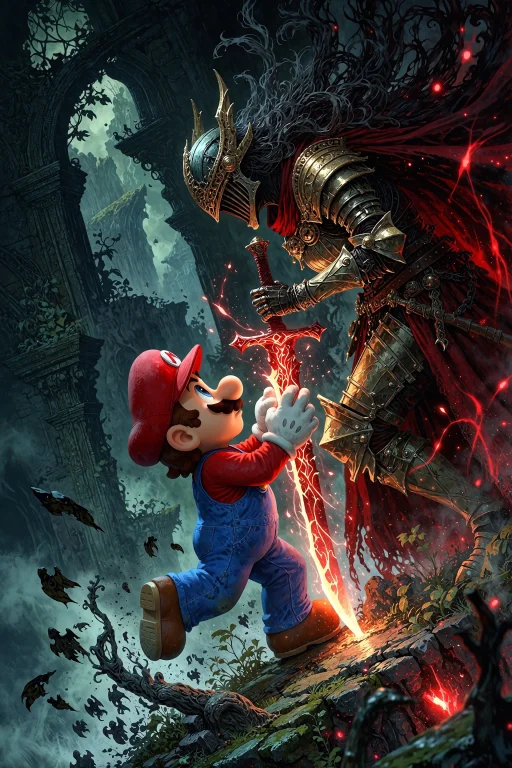 Epic Cinematic Battle Scene, Mario From The Super Mario Univ...