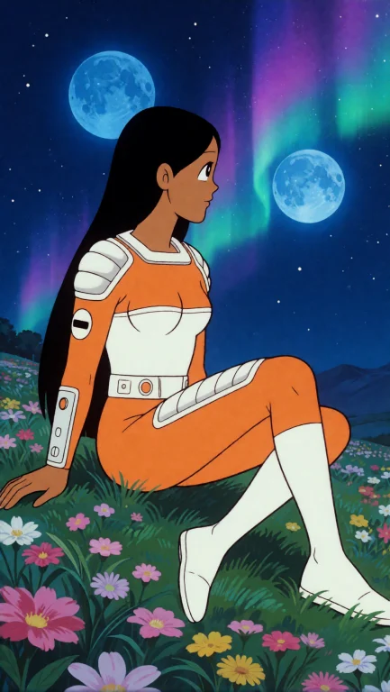 Xpsix, 2d Animation, Psispacesuit, Sitting On A Meadow Of Fl...
