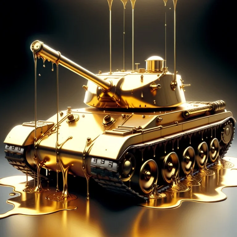 Liquidgoldmorph, A Tank In , Dripping Liquid Gold
