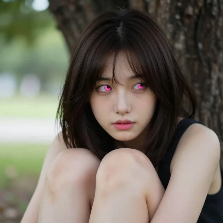 1other, Solo, Shoulder-length Hair, Pink Eyes, Looking Away,...