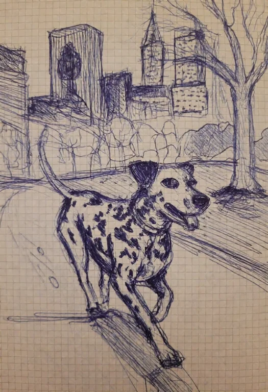 2kd00dl3, Sketch Made With A Blue Pen On Graph Paper. A Dalm...