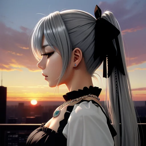 Best Quality, Highly Detailed, 1girl, Solo, Grey Hair, Twint...