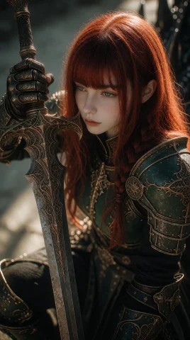 Ta86inkriot, Zidiusart, Kimberlyginger, A Girl With Long Cop... — Stable Diffusion AI Prompt: ta86_inkriot, zidiusArt, kimberly_ginger, a girl with long copper-red hair, emer...