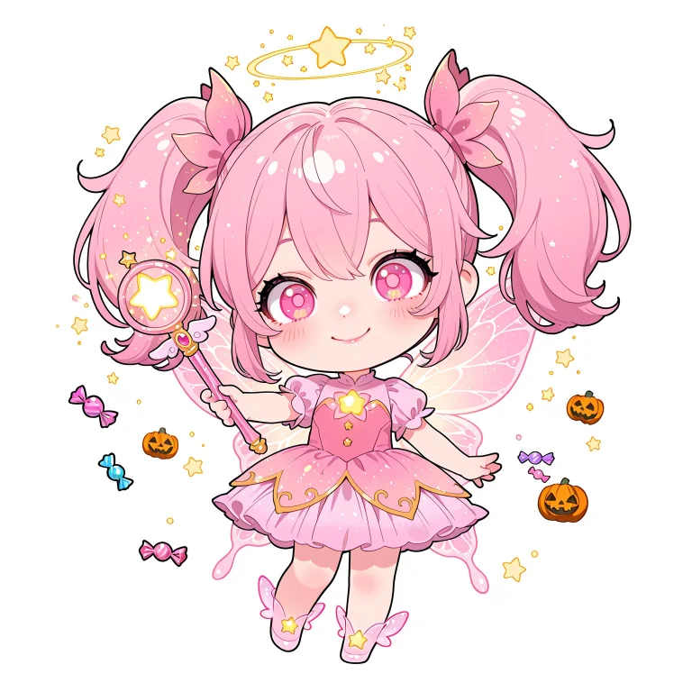 Best Quality, Safe, Chibi, 1girl, Luluprime, Pink Hair In Tw...