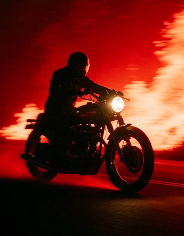 Dcsc1f1. The Image Captures A Dynamic Scene Of A Motorcyclis...