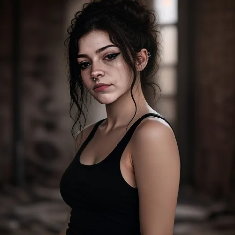 Mvoss Three-quarter Portrait In An Industrial Room, Black Ta... — Stable Diffusion AI Prompt: mvoss three-quarter portrait in an industrial room, black tank, window light fro...