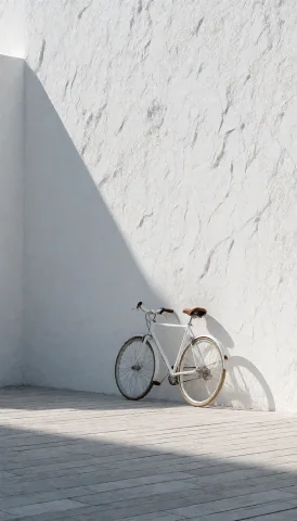 This Photograph Depicts A Minimalist, White-walled Outdoor S... — Stable Diffusion AI Prompt: This photograph depicts a minimalist, white-walled outdoor scene featuring a sin...