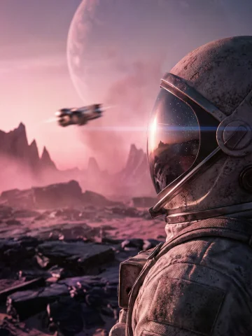A Cinematic Shot On An Alien World. The Camera Is Positioned... — Stable Diffusion AI Prompt: A cinematic shot on an alien world. The camera is positioned slightly below eye...
