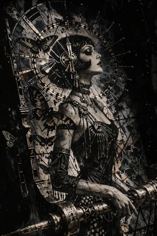 A Hyper-realistic Digital Painting Of A Woman Wearing A 1920... — Stable Diffusion AI Prompt: A hyper-realistic digital painting of a woman wearing a 1920s black cocktail dre...