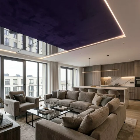 Interior Design Photography Of A Luxury Open-concept Apartme... — FLUX AI Prompt: Interior design photography of a luxury open-concept apartment in Ursynów, Warsa...
