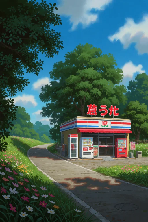A Jamiehewlett Style Illustration Of A Quaint, Rural Japanes...