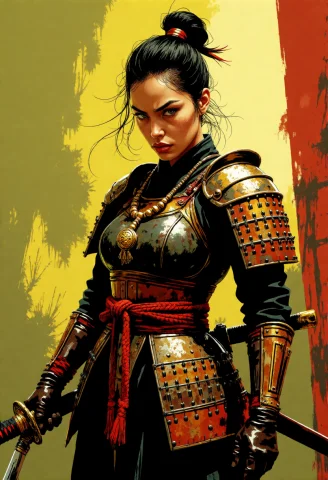 1girl, Solo, Looking At Viewer, Black Hair, Gloves, Holding,... — Stable Diffusion AI Prompt: 1girl, solo, looking at viewer, black hair, gloves, holding, jewelry, weapon, ja...