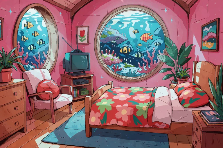 The Carlesdalmau Style Illustration Shows A Cozy, Brightly L...