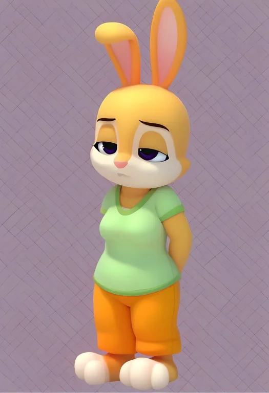 Jenipkwsr, Rabbit, Solo, 1girl, Orange Pajama Pants, Standin...