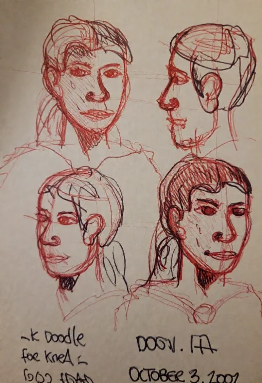 2kd00dl3, Sketches Of A Womans Face From Various Angles, Dra...