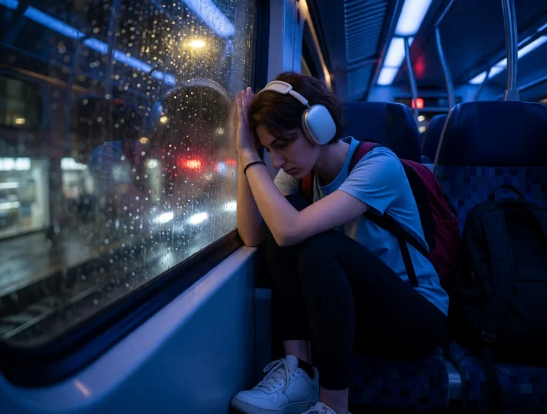Desc Ramella, Night. Train. Rain. She Is Alone In The Carria...