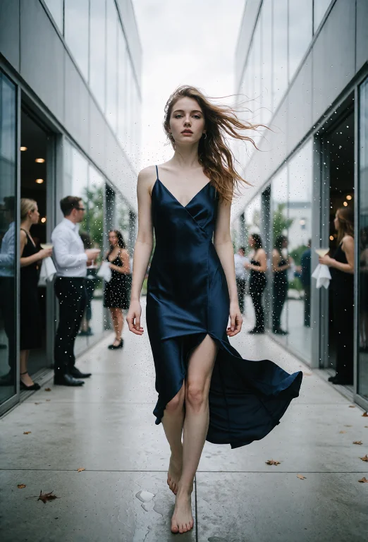 A Dynamic Medium Shot Captures A Young Beautiful Woman, Bare...