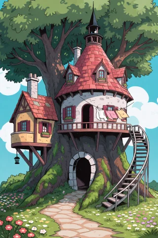 A Carlesdalmau Style Illustration Of A Large, Multi-level Dw... — Stable Diffusion AI Prompt: a carles_dalmau style illustration of a large, multi-level dwelling built direct...