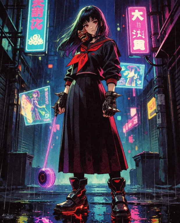 Retroscifi90s, Retroartstyle, Retro, Cyberpunk, Semi-realist...