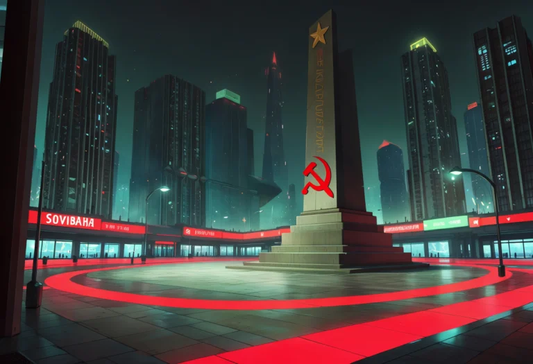 Sovietpunk, Sovietpunk Skyscrapers Surround A Soviet Style P...