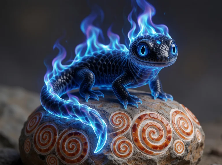 Aura Infused Salamander Made From Blackblue Translucent Flam...