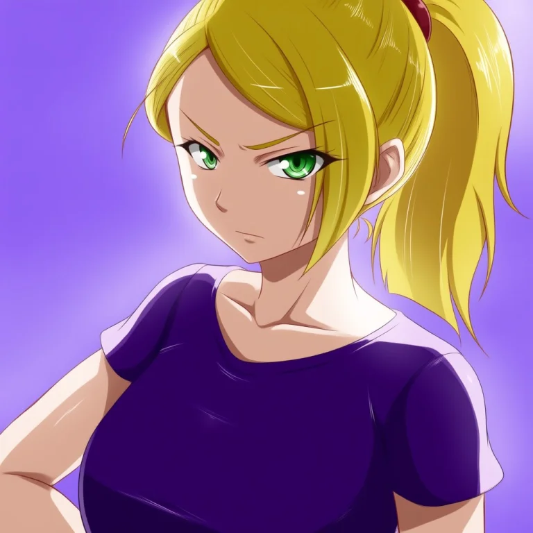 Kahkitime, 1girl, Solo, Green Eyes, Blonde Hair, Swept Bangs...