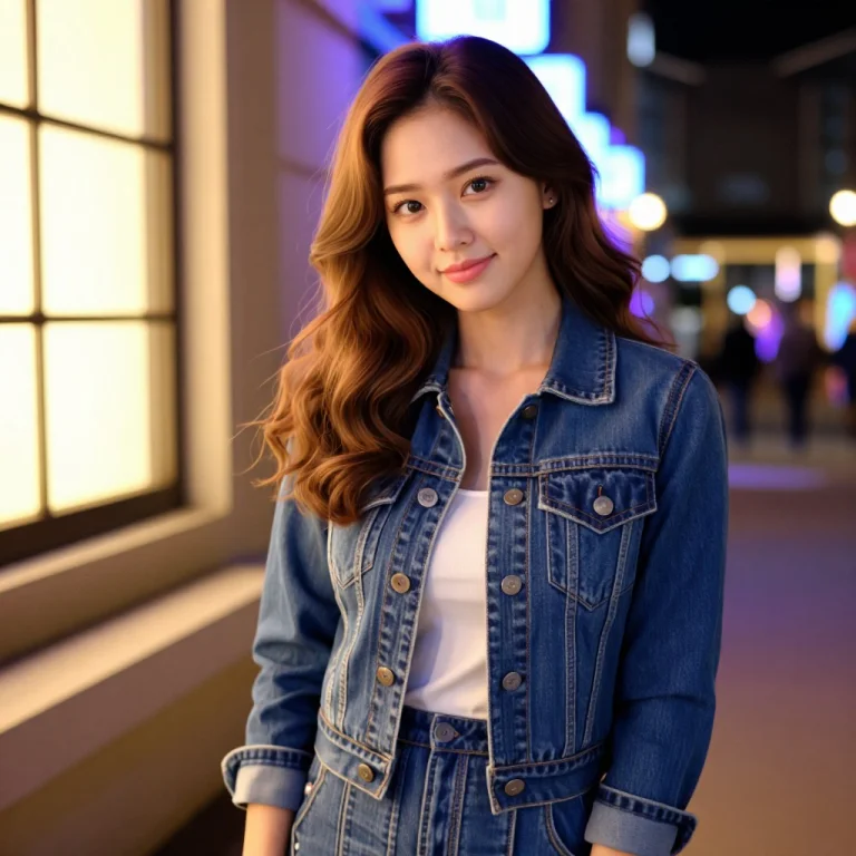 Beautiful Korean Woman, Silky Brown Hair, Gentle Smile, Deli...