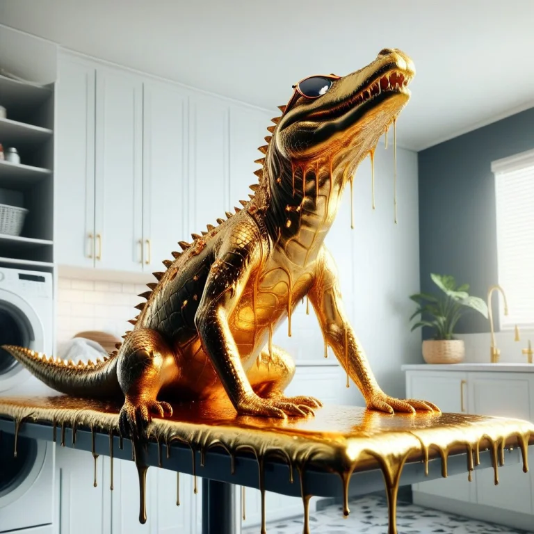 Liquidgoldmorph, Dripping Crocodile Wearing A Hawaiian Shirt...