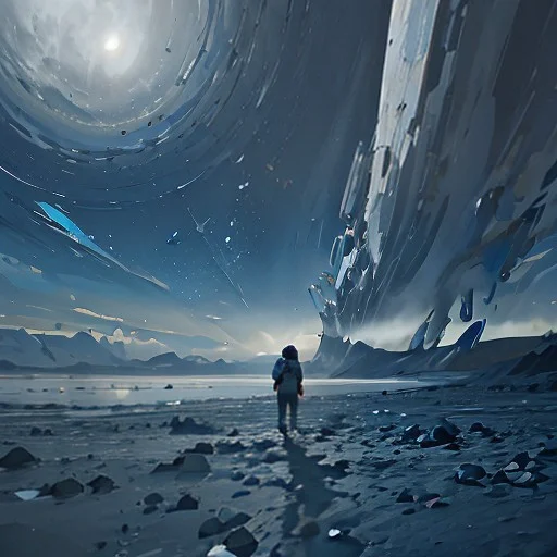 A Futuristic City On The Moon At Night, Viewed From A High L...