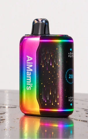 A Prduct Image Of A Rainbow Disposable-vape, The Vape Has Th... — Stable Diffusion AI Prompt: a prduct image of a rainbow disposable-vape, the vape has the words "AiMami's" o...