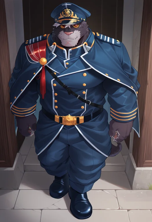 1boy, Solo, Embeddinglazypos, P1no, Military Uniform, Navy H...