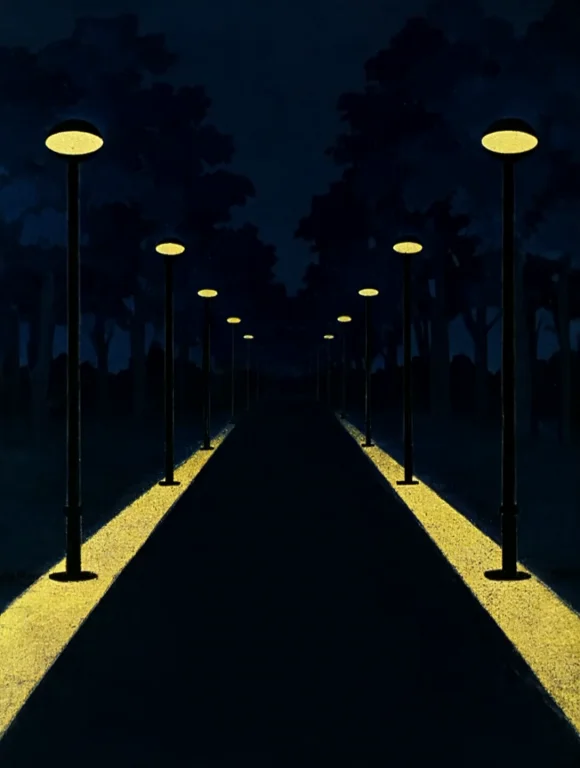 Soyuzmultfilmstyle, A Wide Shot Of A Symmetrical Park Pathwa...