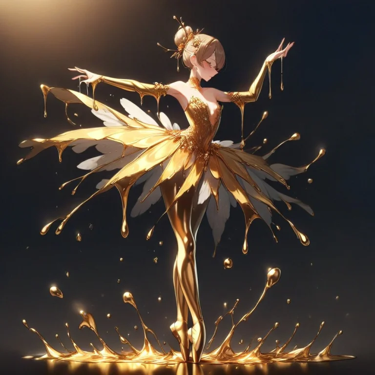 1girl, Solo, Ballet, Ballerina, Shiny, Liquidgoldmorph, Drip...