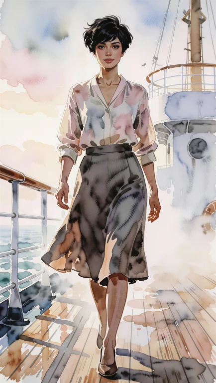 Painterly Ink Portrait Illustration With Soft Wash Edges, 22...