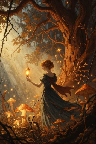 An Enchanting Digital Illustration Of A Young Woman With Red... — Stable Diffusion AI Prompt: An enchanting digital illustration of a young woman with reddish-brown hair tied...