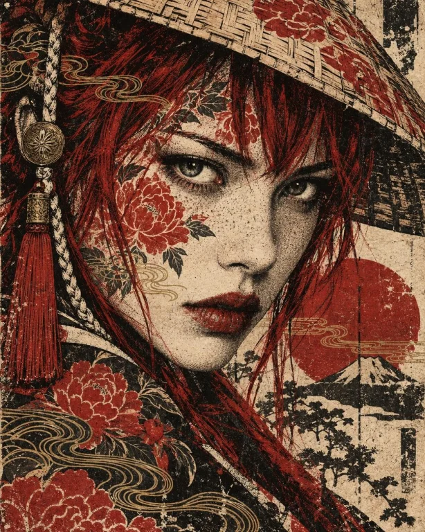 Intense Close-up Mixed Media Portrait Of A Young European Wo...