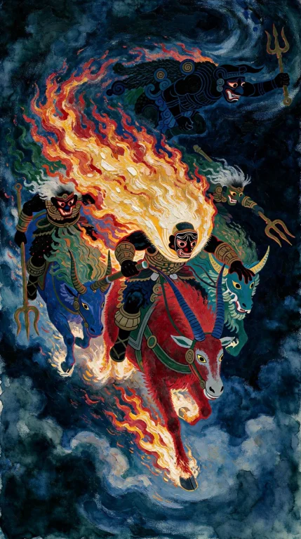 Xibalba, The Mayan Underworld, Rendered As A Dynamic, Swirli...