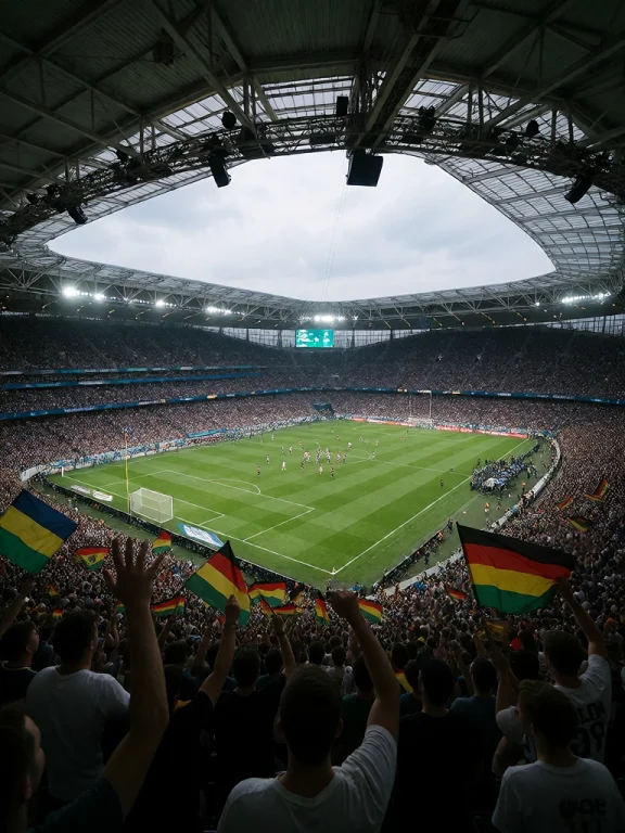 From The Crowded Stands Of A Football Stadium, The View Stre...